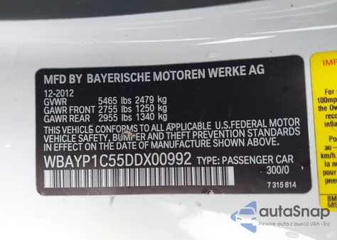 2013 BMW 650I xDrive z USA, uszkodzony, nr VIN WBAYP1C55DDX00992